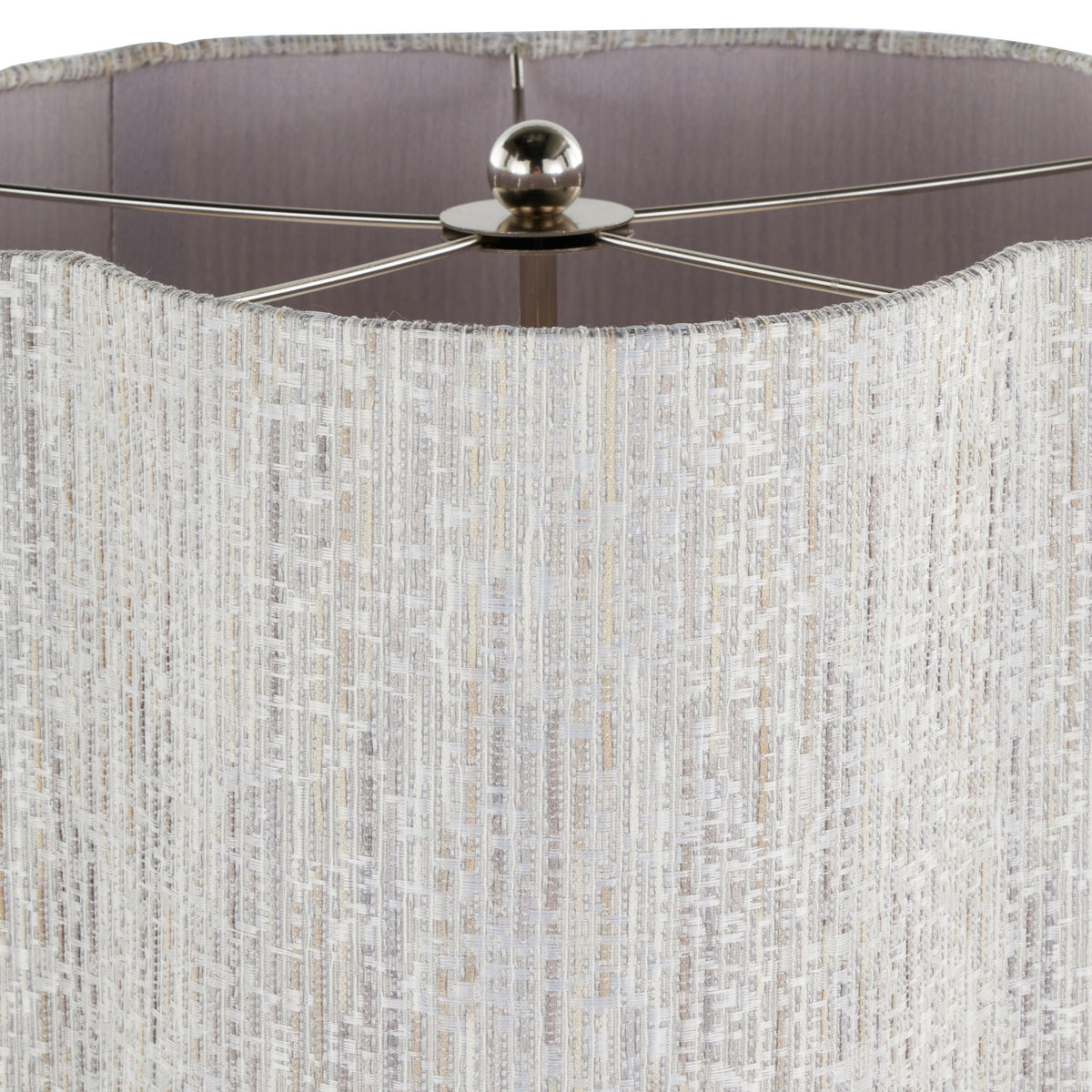 Lily Contemporary Table Lamp with Gray Linen Shade - Polished Nickel
