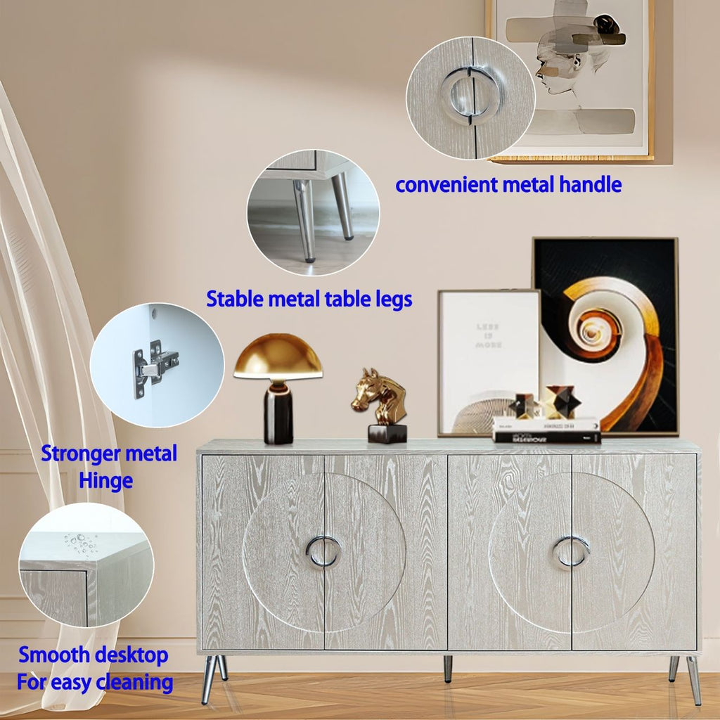 Lacquered Four-Door Sideboard with Adjustable Shelves