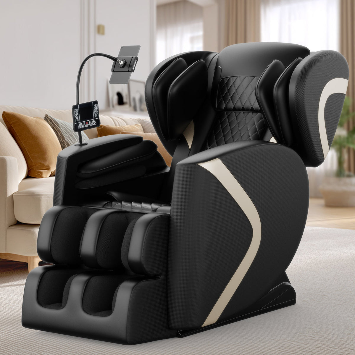 Massage Chair Recliner with Zero Gravity and Full Body Air Pressure - Black