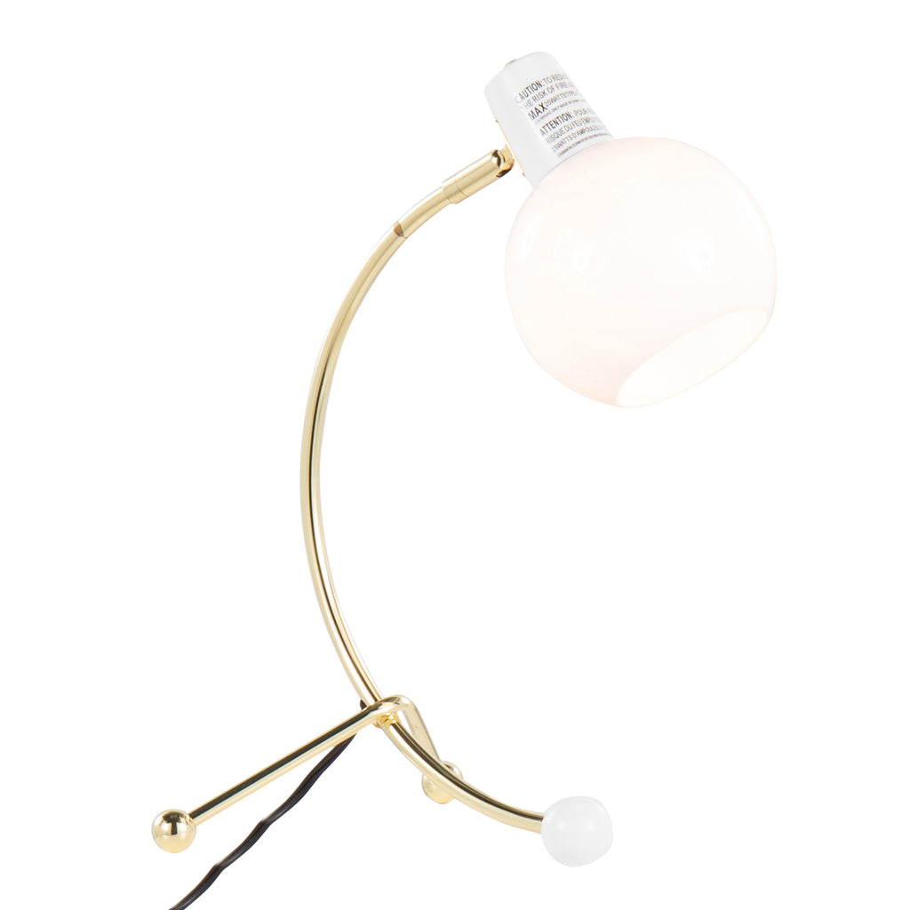 Eileen Contemporary Task Lamp with Adjustable Neck - Gold Metal and White Shade