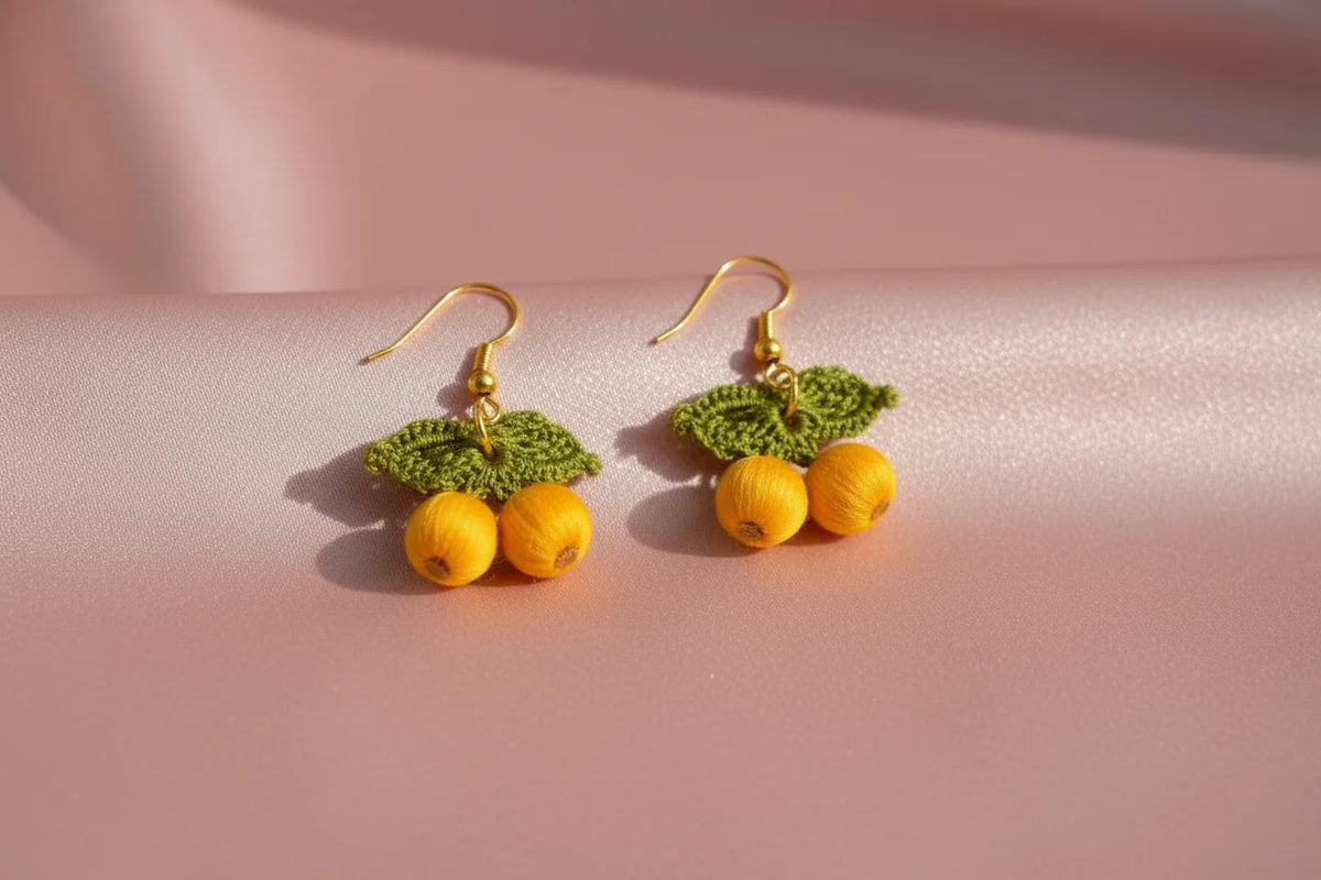 Women’s Handmade Gold-Plated Crochet Earrings – Boho Knit Design