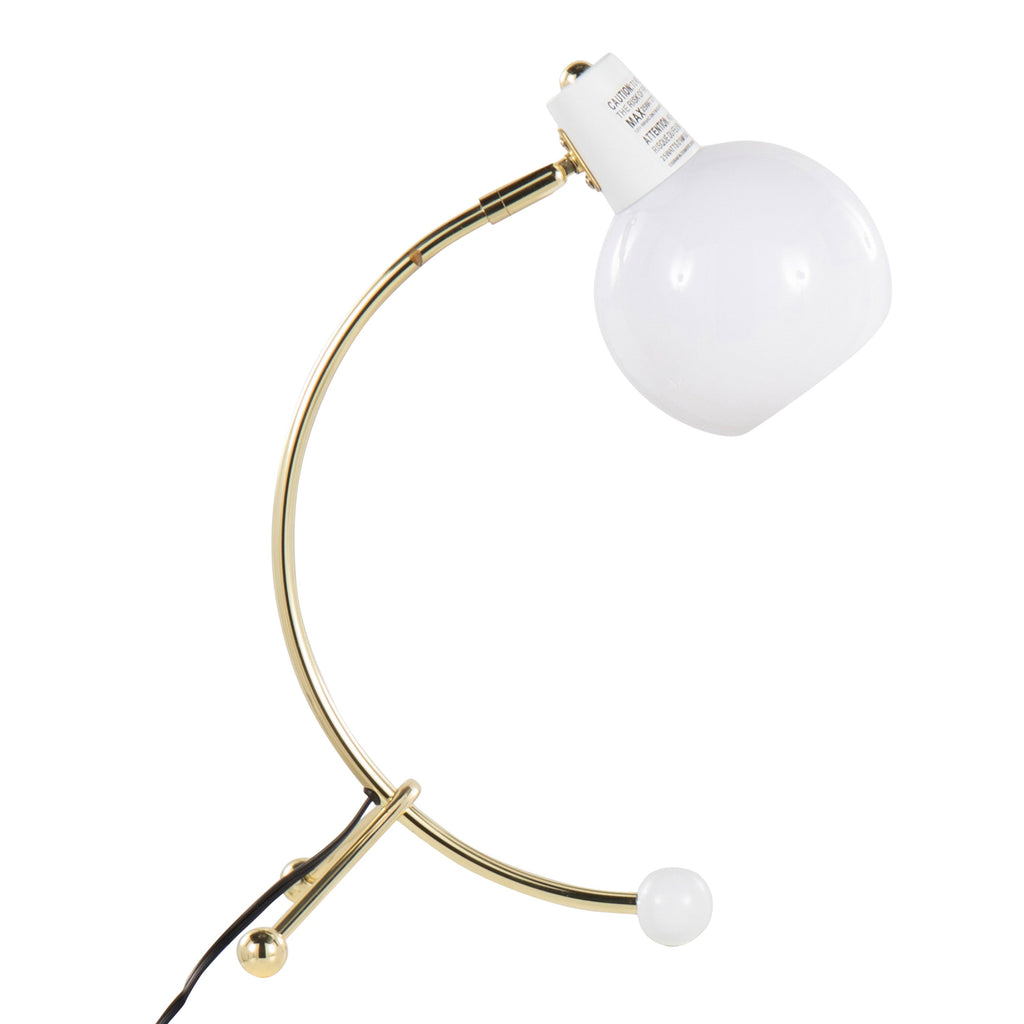 Eileen Contemporary Task Lamp with Adjustable Neck - Gold Metal and White Shade