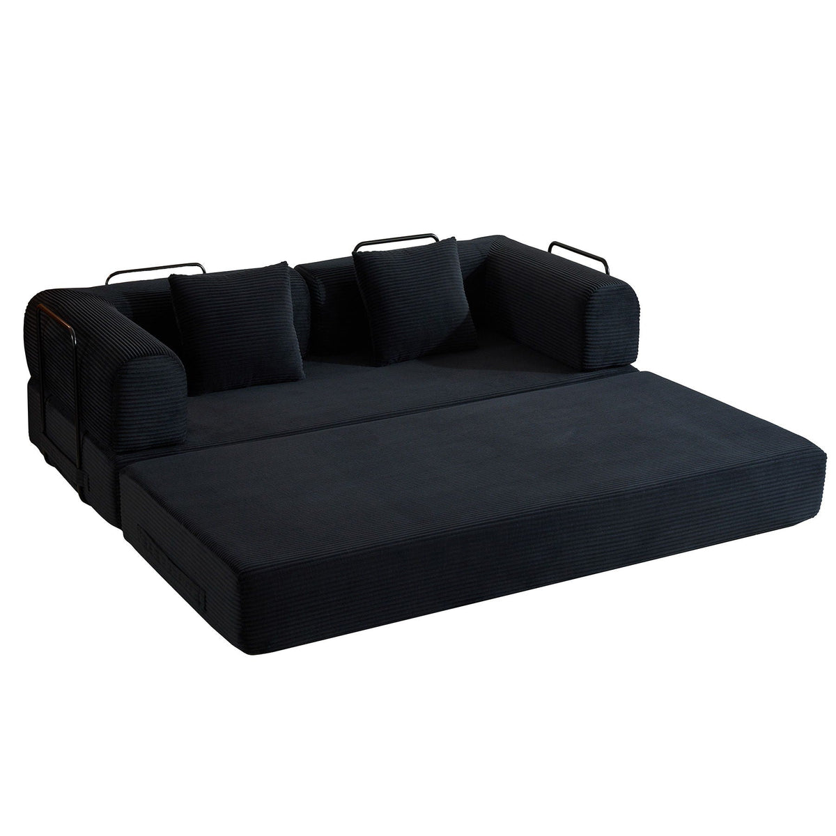 Convertible Floor Sleeper Sofa with Cylindrical Pillow