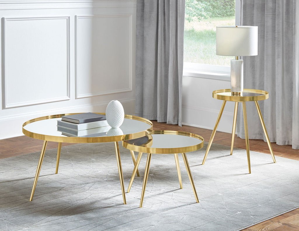 Kaelyn Mirrored Nesting Coffee Tables | Gold, Set of 2