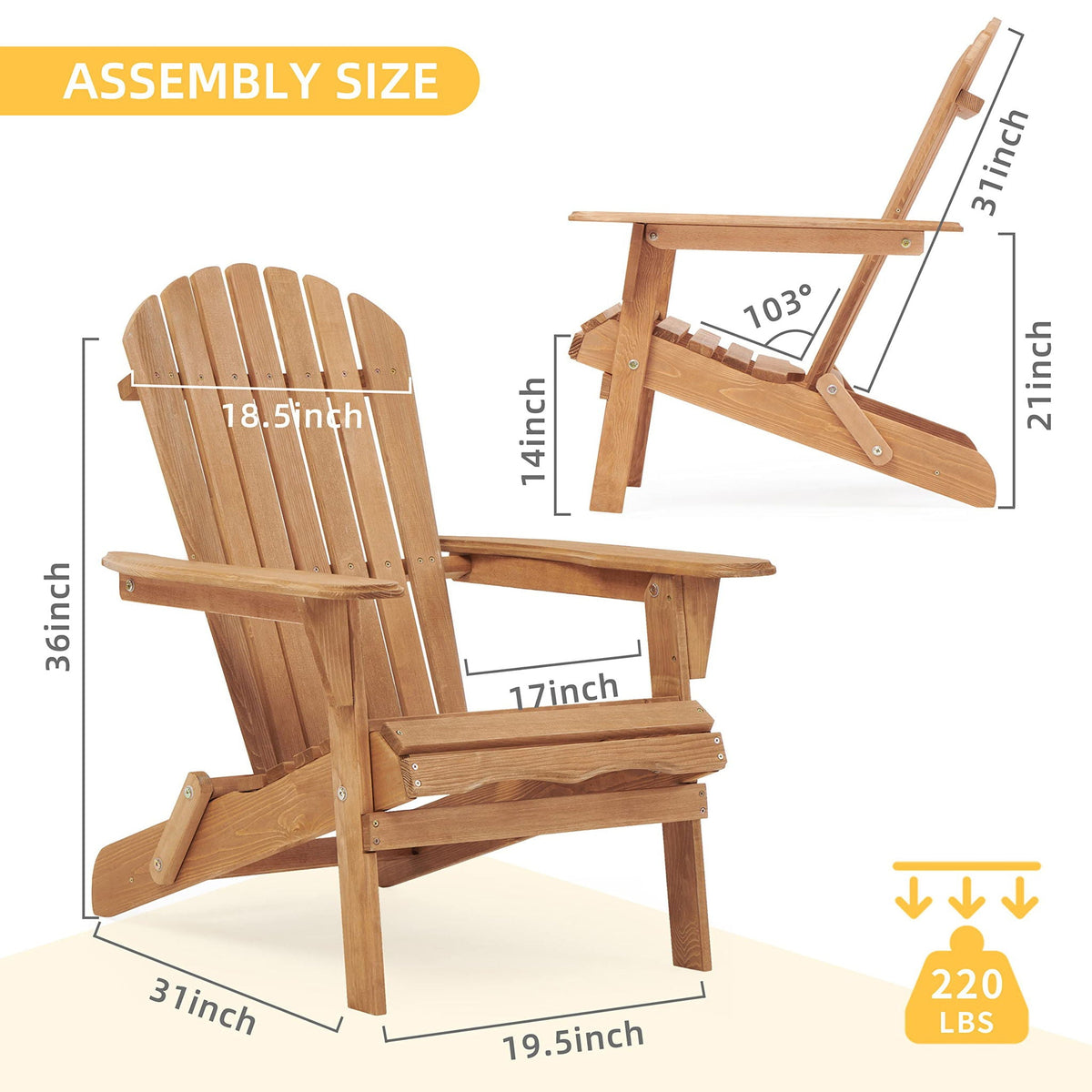 Folding Wood Adirondack Chairs | Set of 2