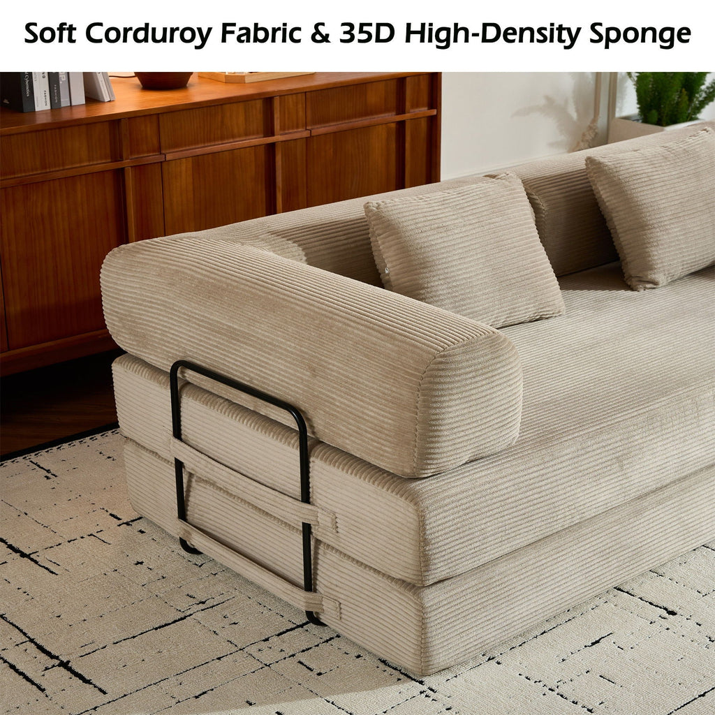 Convertible Floor Sleeper Sofa with Cylindrical Pillow
