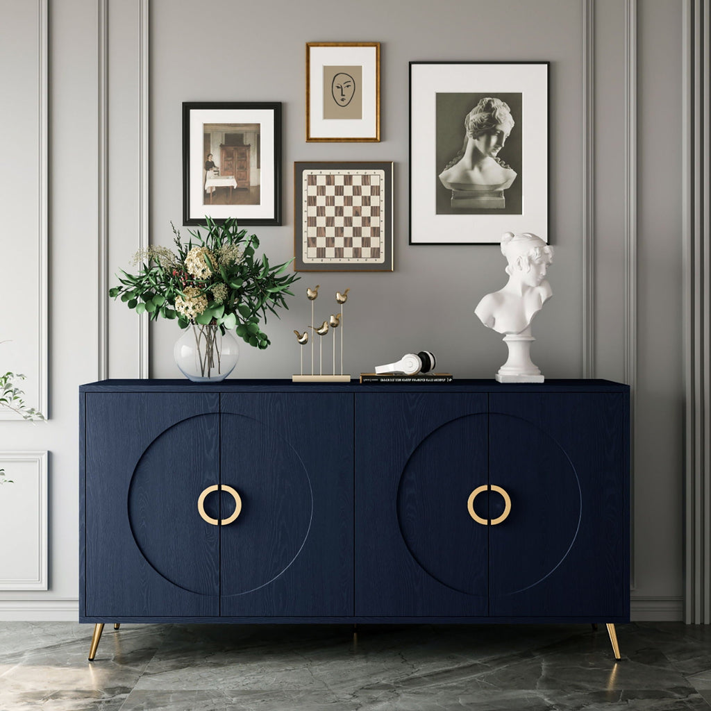 Lacquered Four-Door Sideboard with Adjustable Shelves