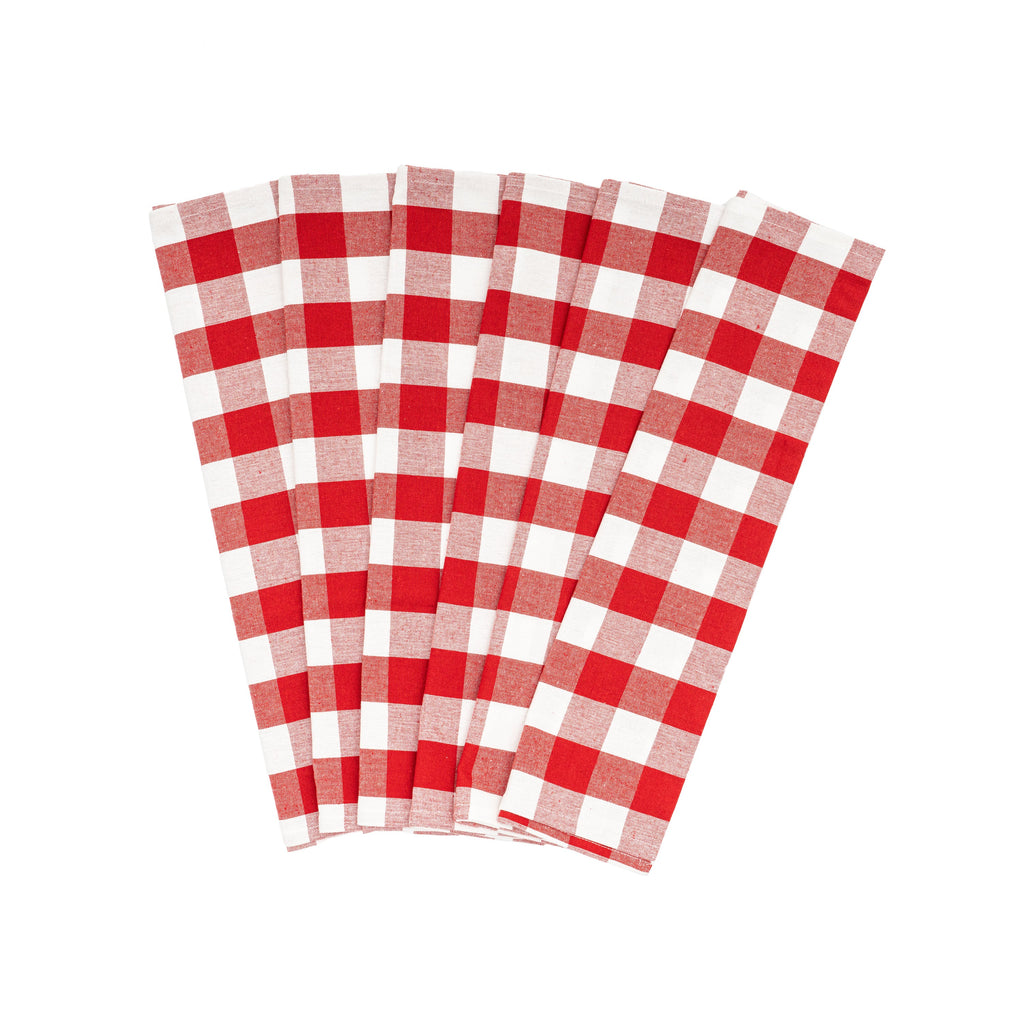 100% Organic Cotton Plaid Kitchen Towels | Set of 6 | 20”×28” | Chemical-Free