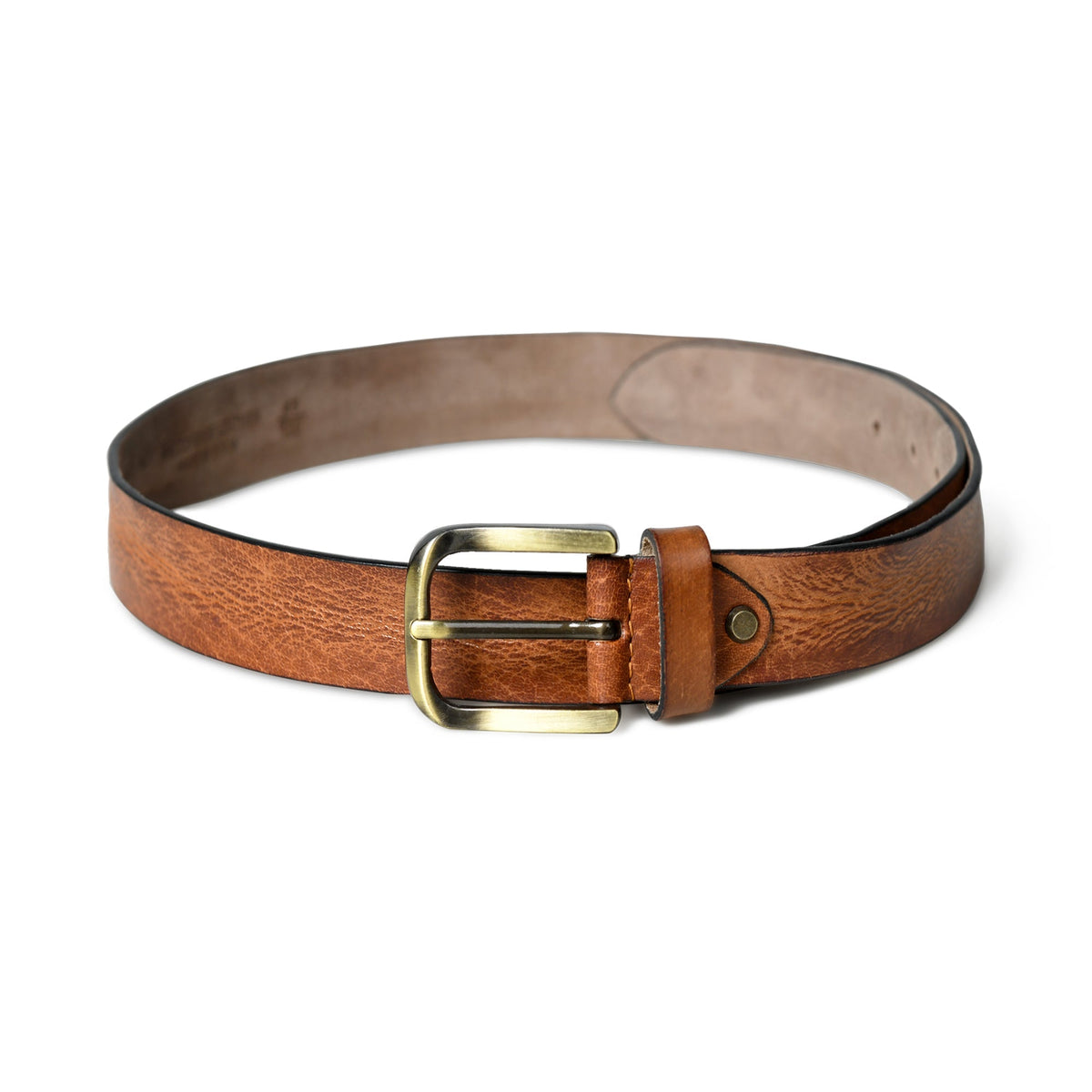 Men’s Full-Grain Buffalo Leather Belt | Brown & Orange