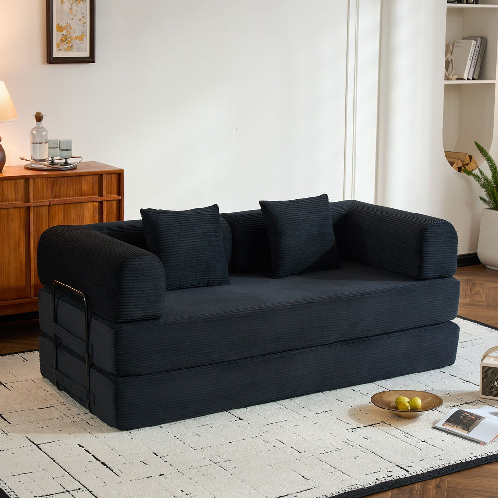 Convertible Floor Sleeper Sofa with Cylindrical Pillow