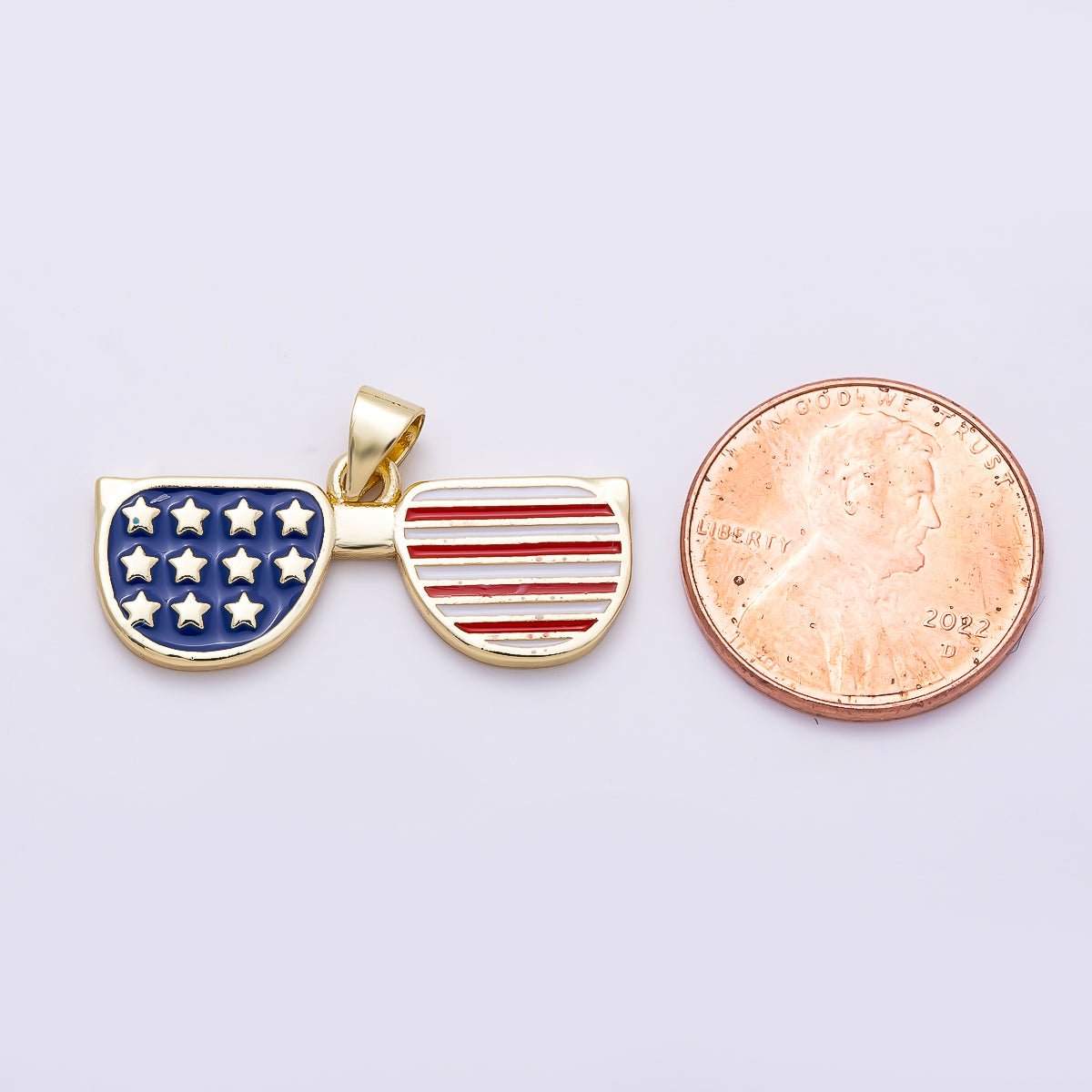 USA Flag Sunglasses Enamel Pendant Charm