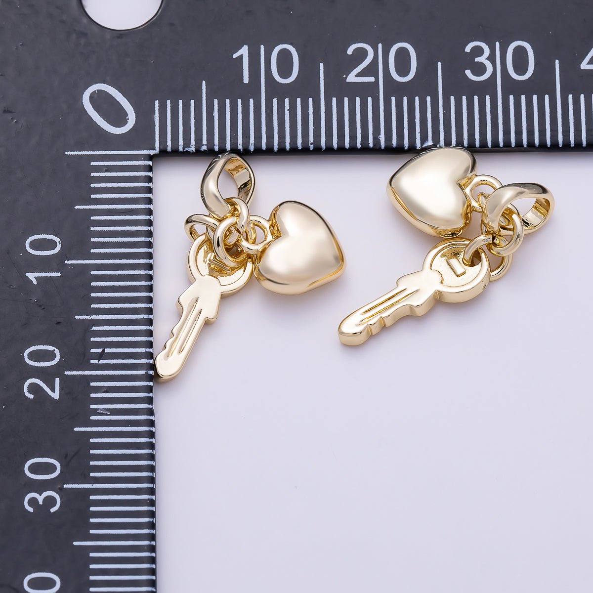 16K Gold-Filled Heart & Key Pendant Charm