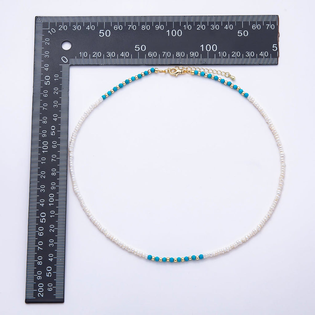 16K Gold-Filled Turquoise & Freshwater Pearl Necklace | 17.5 in
