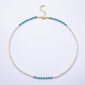 16K Gold-Filled Turquoise & Freshwater Pearl Necklace | 17.5 in