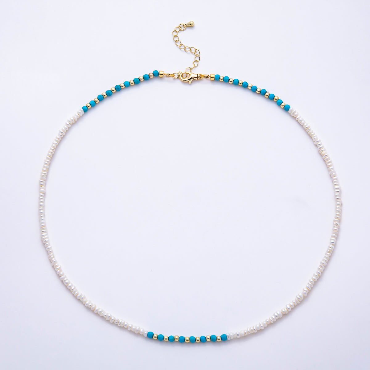 16K Gold-Filled Turquoise & Freshwater Pearl Necklace | 17.5 in