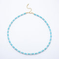 Aquamarine & Shell Pearl Beaded Necklace | Gold-Filled