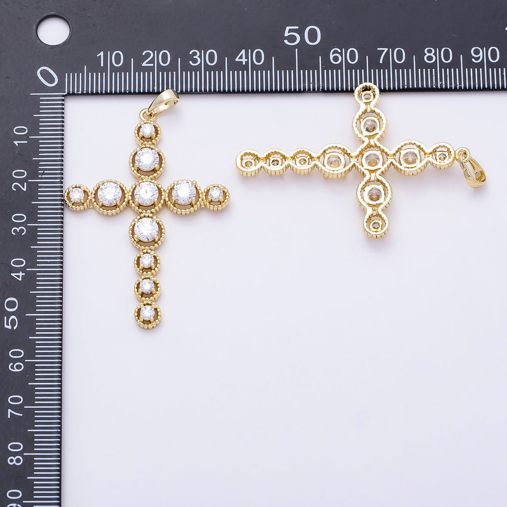 Gold-Filled Cross Pendant with Clear Cubic Zirconia
