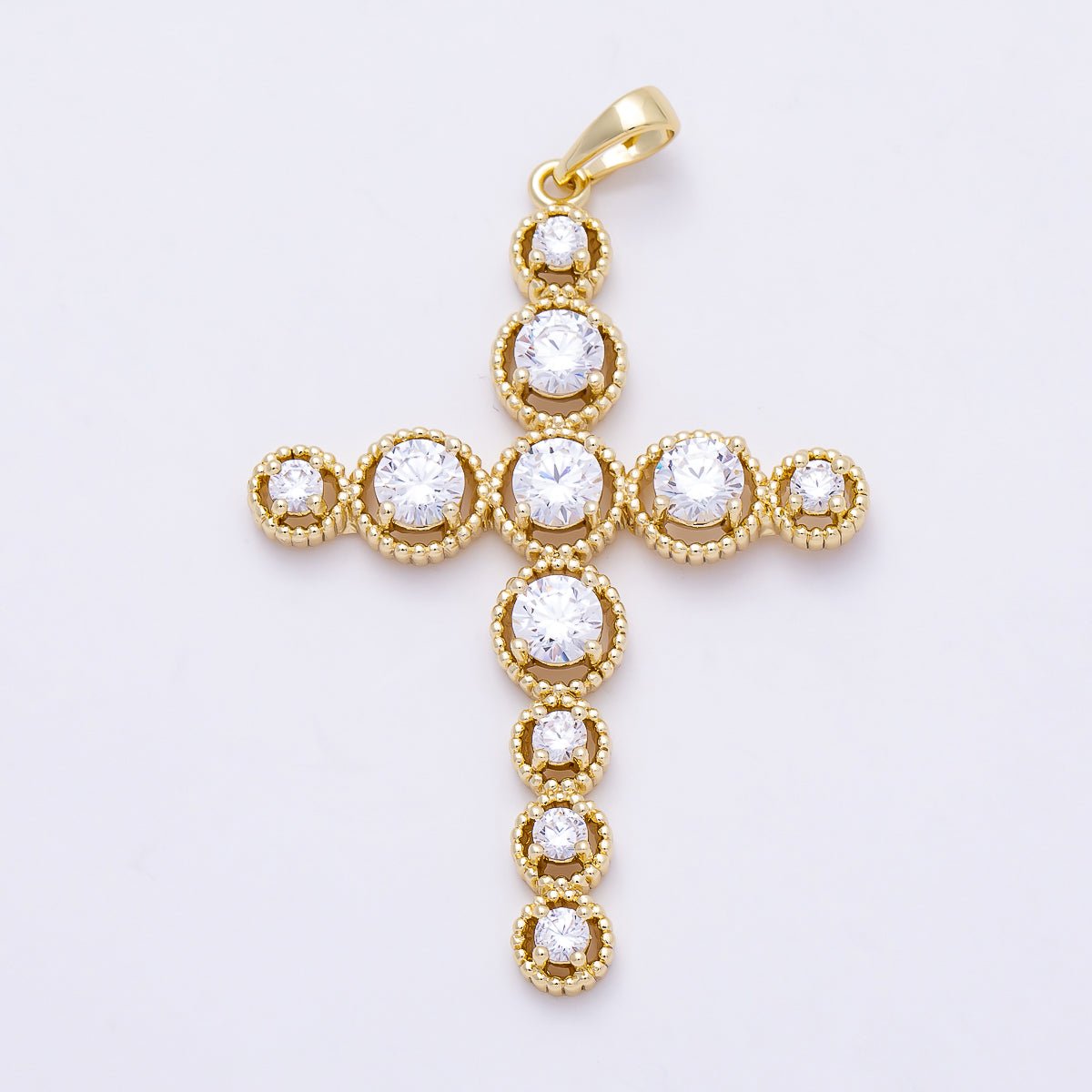 Gold-Filled Cross Pendant with Clear Cubic Zirconia