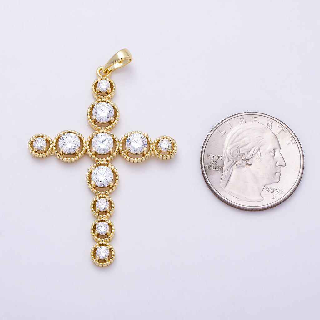Gold-Filled Cross Pendant with Clear Cubic Zirconia