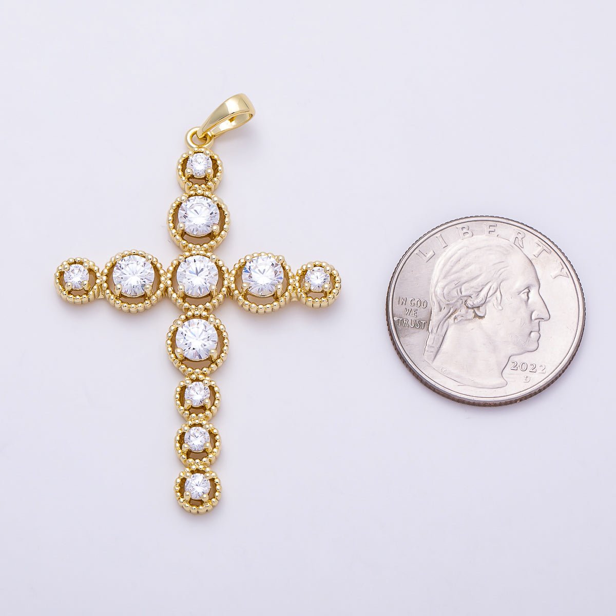 Gold-Filled Cross Pendant with Clear Cubic Zirconia