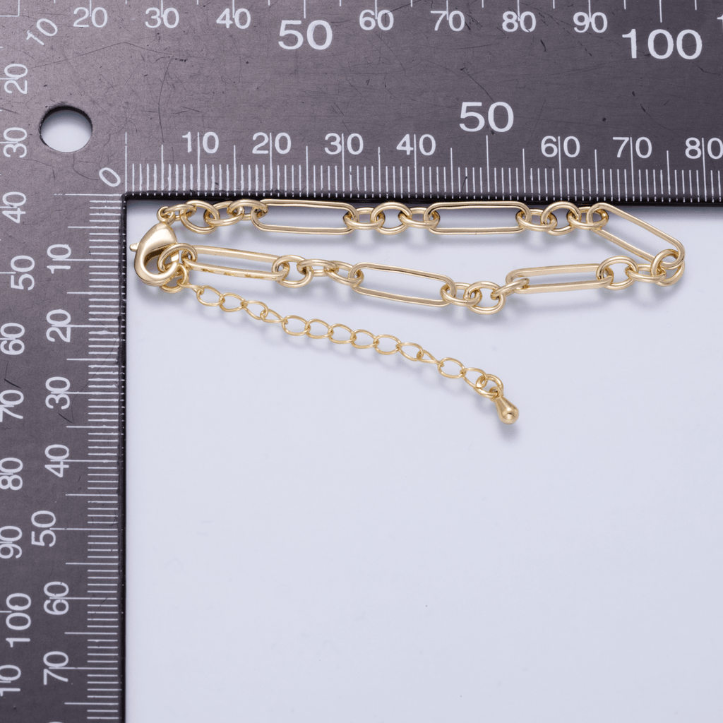 16K Gold Filled 5mm Minimalist Paperclip Chain 6.5 Inch Bracelet | WA-04625
