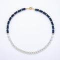 White Opal & Lapis Lazuli Gemstone Necklace | Gold-Filled