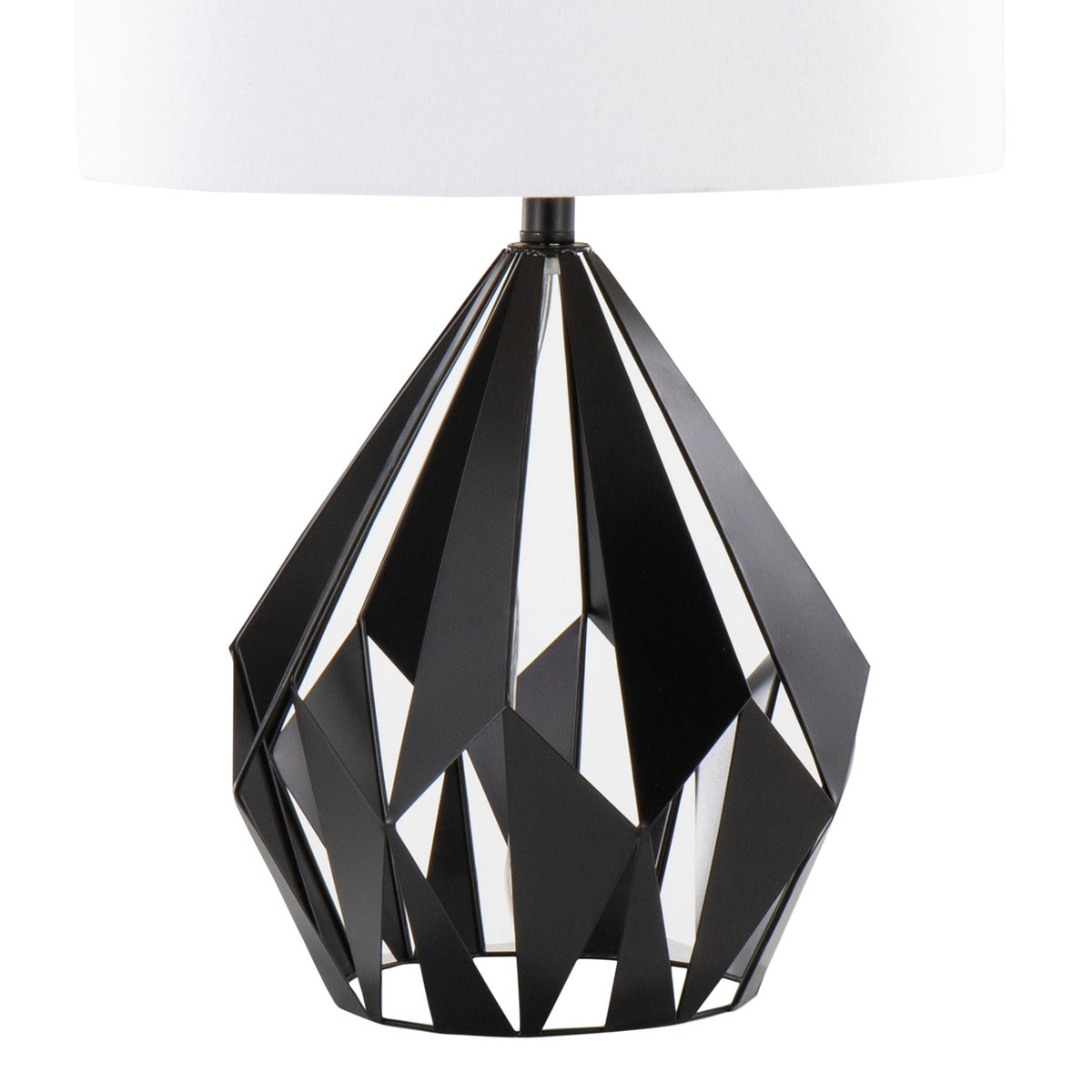 Geometric Table Lamps | Matte Black & Linen | Set of 2