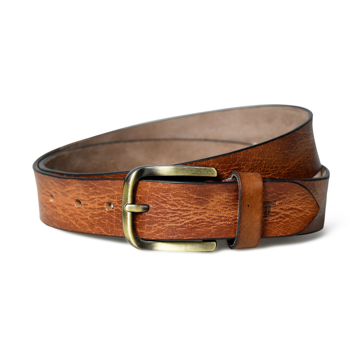 Men’s Full-Grain Buffalo Leather Belt | Brown & Orange