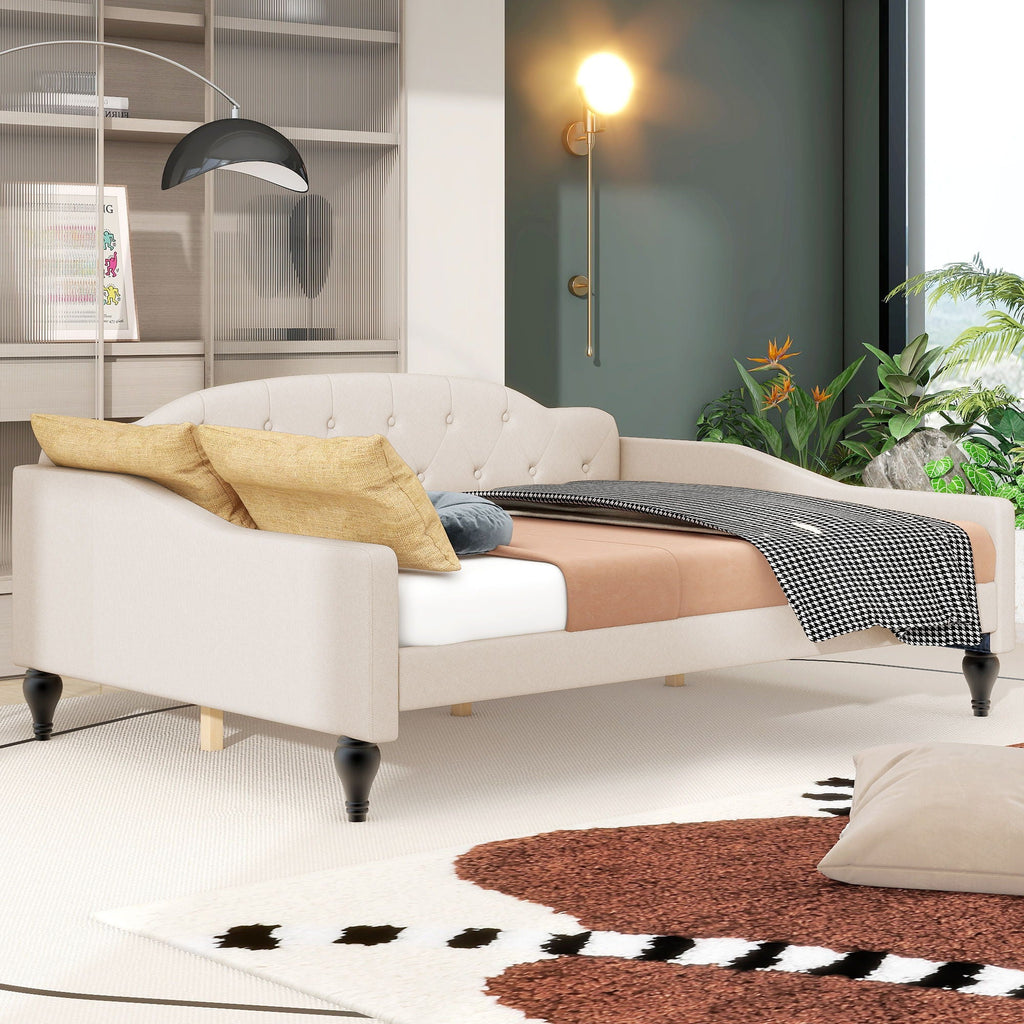 Tufted Upholstered Full-Size Daybed | Beige