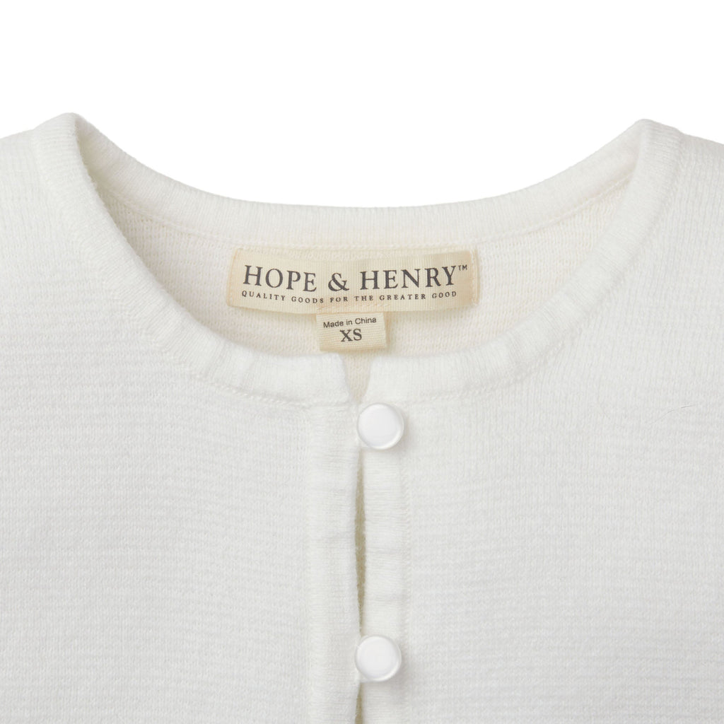 Kids’ Organic Cotton Curved-Hem Cardigan – White