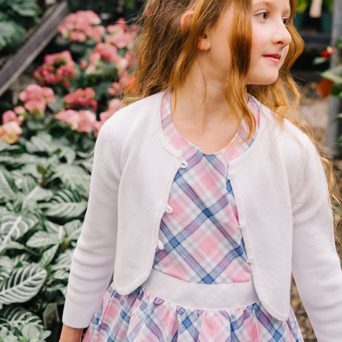 Kids’ Organic Cotton Curved-Hem Cardigan – White