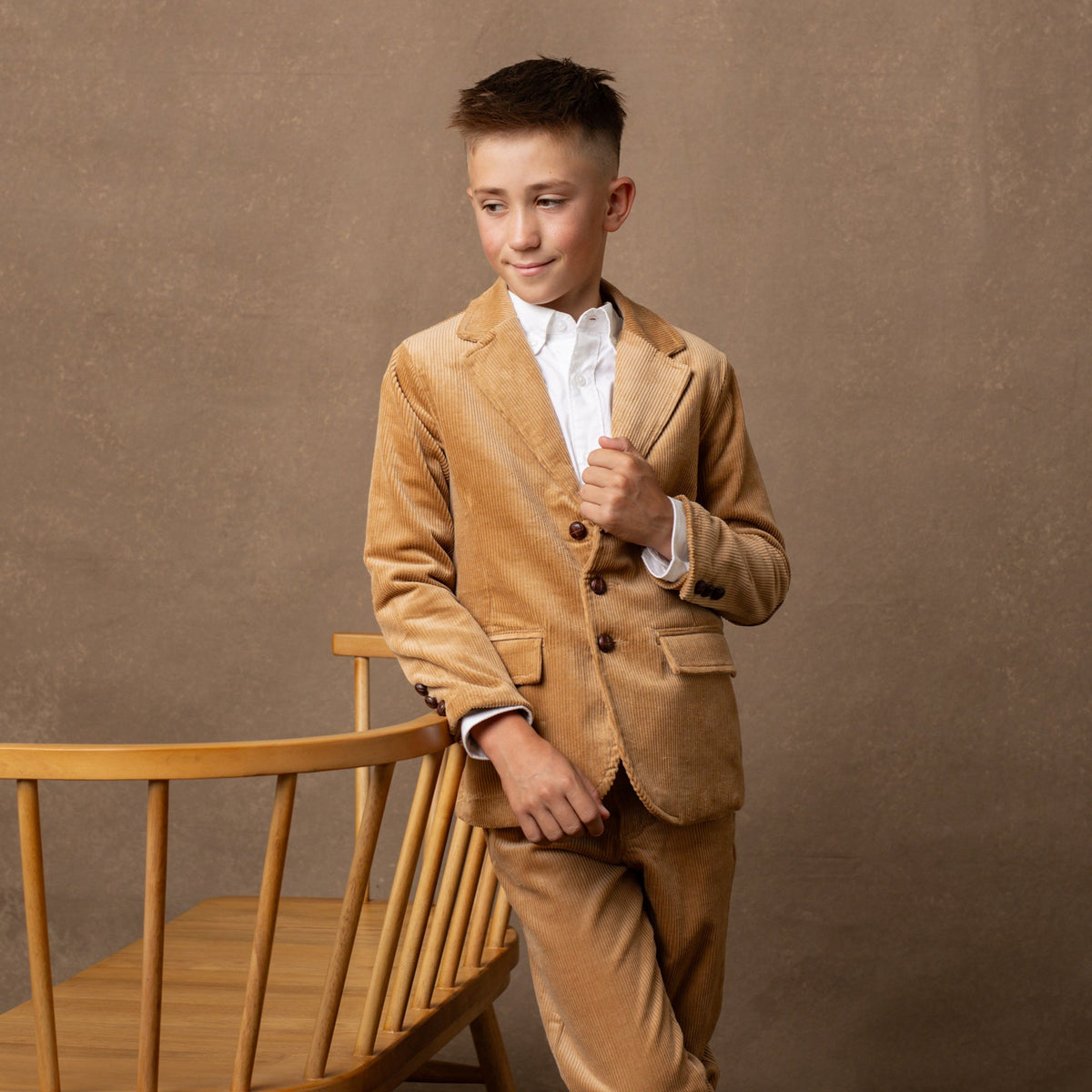 Boys’ Organic Cotton Blend Corduroy Pants – Medium Brown