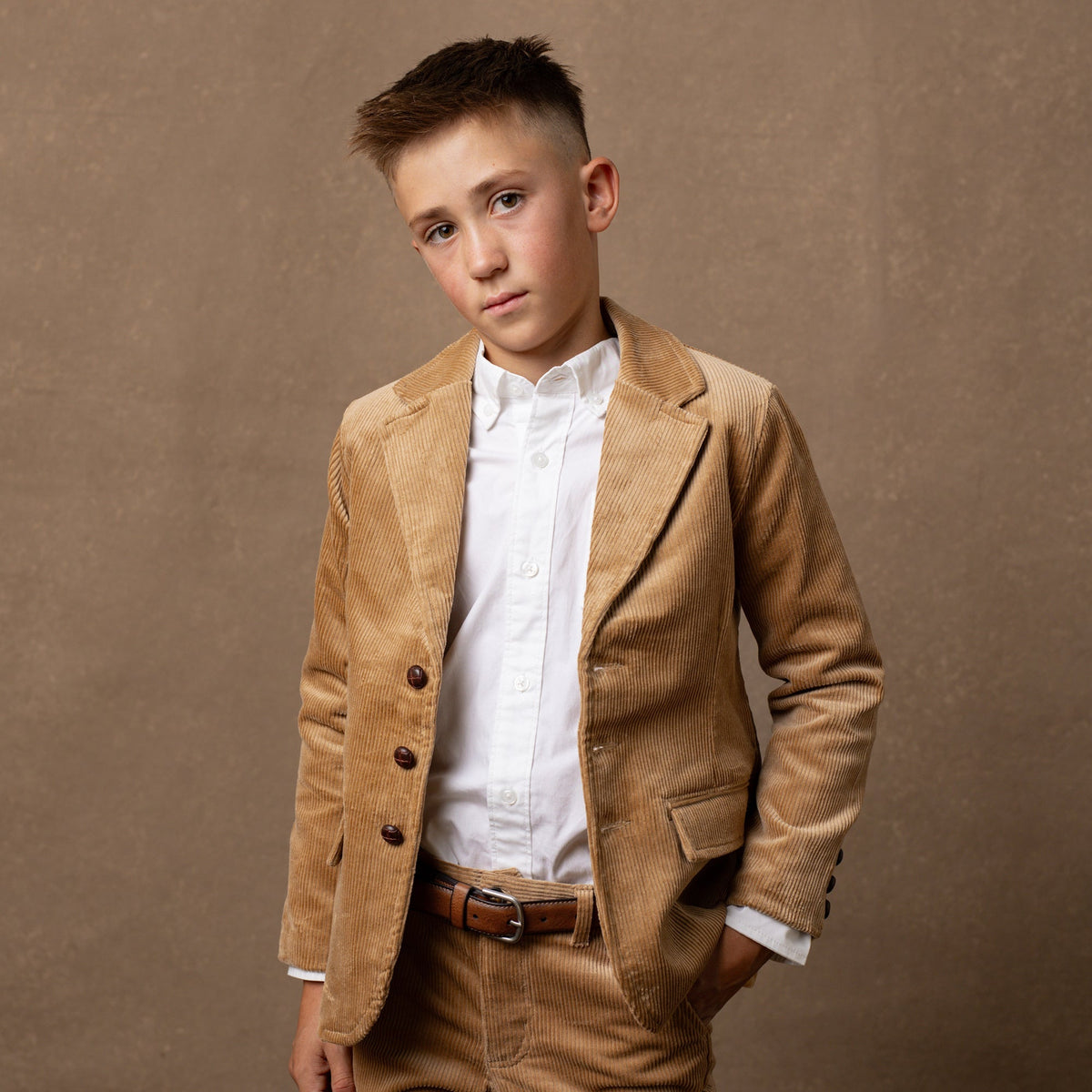 Boys’ Organic Cotton Blend Corduroy Pants – Medium Brown