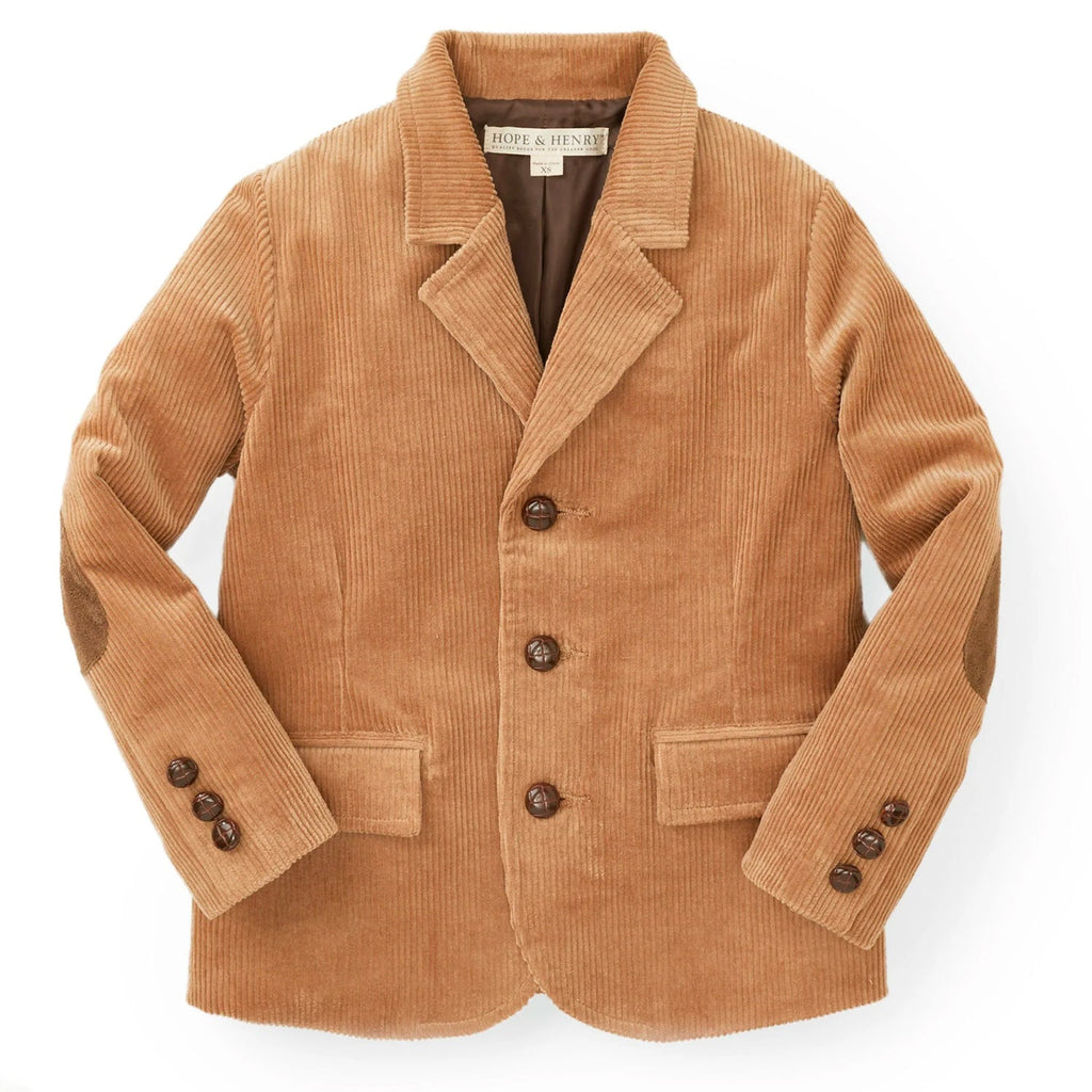 Boys’ Organic Cotton Blend Corduroy Blazer – Medium Brown
