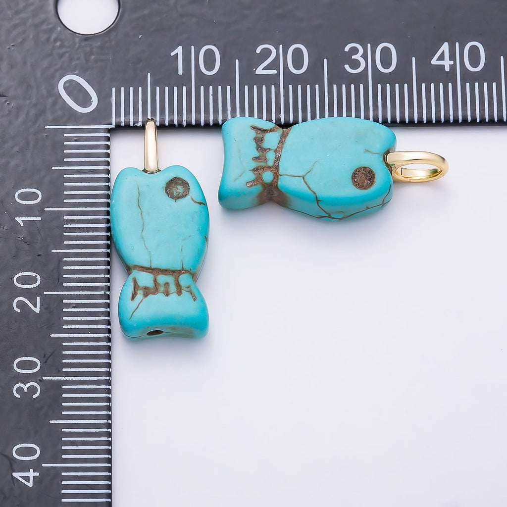 Turquoise Fish Pendant with 18K Gold-Filled Finish