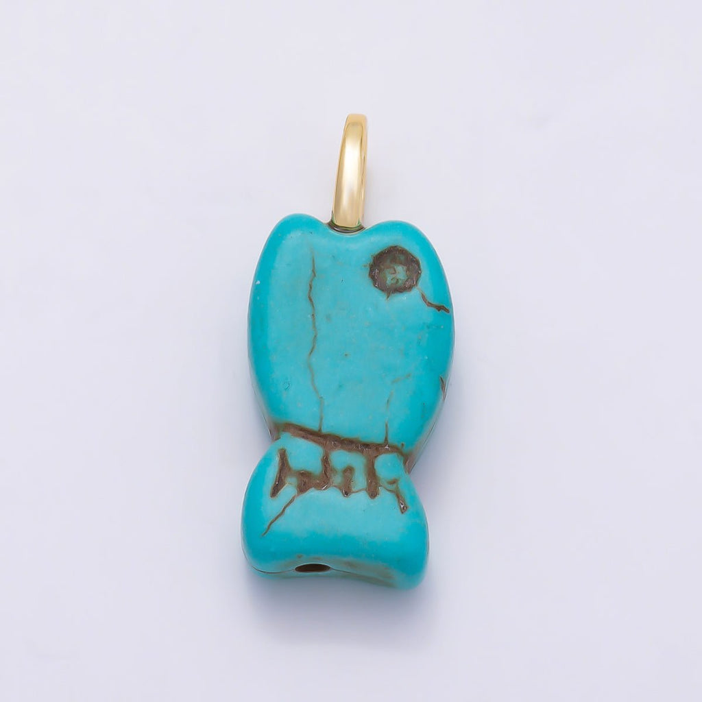Turquoise Fish Pendant with 18K Gold-Filled Finish