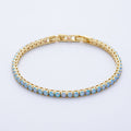 18K Gold Filled 4.5mm Blue Opalite Tennis Chain Adjustable Bracelet | WA-3966