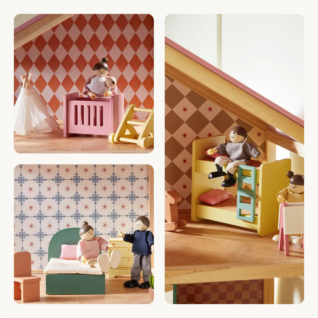 Tiny Land® Sweetwood Pegasus Dollhouse & Wooden Family Set