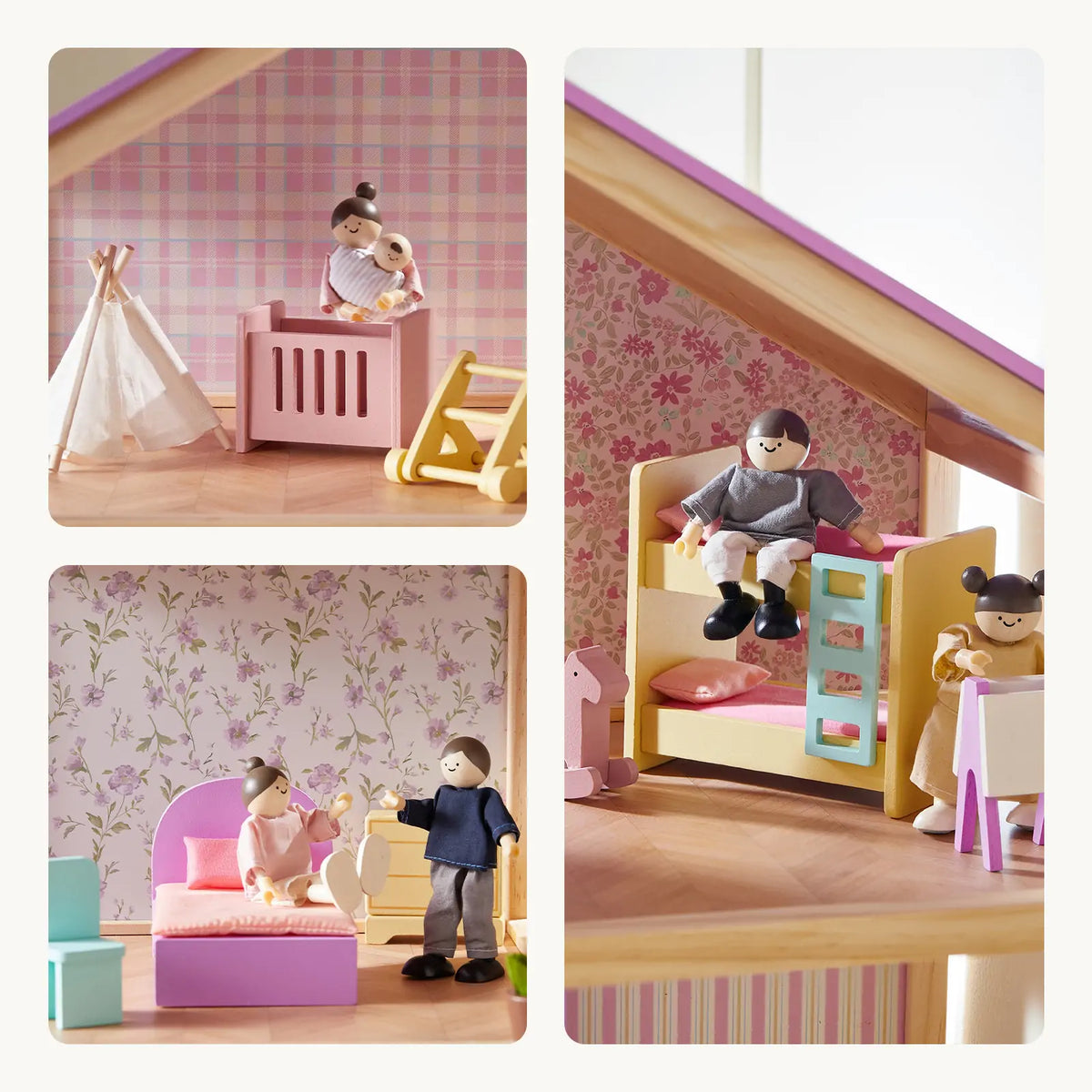 Tiny Land® Sweetwood Unicorn Dollhouse & Wooden Doll Set