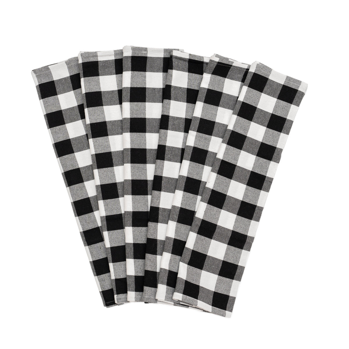 100% Organic Cotton Plaid Kitchen Towels | Set of 6 | 20”×28” | Chemical-Free