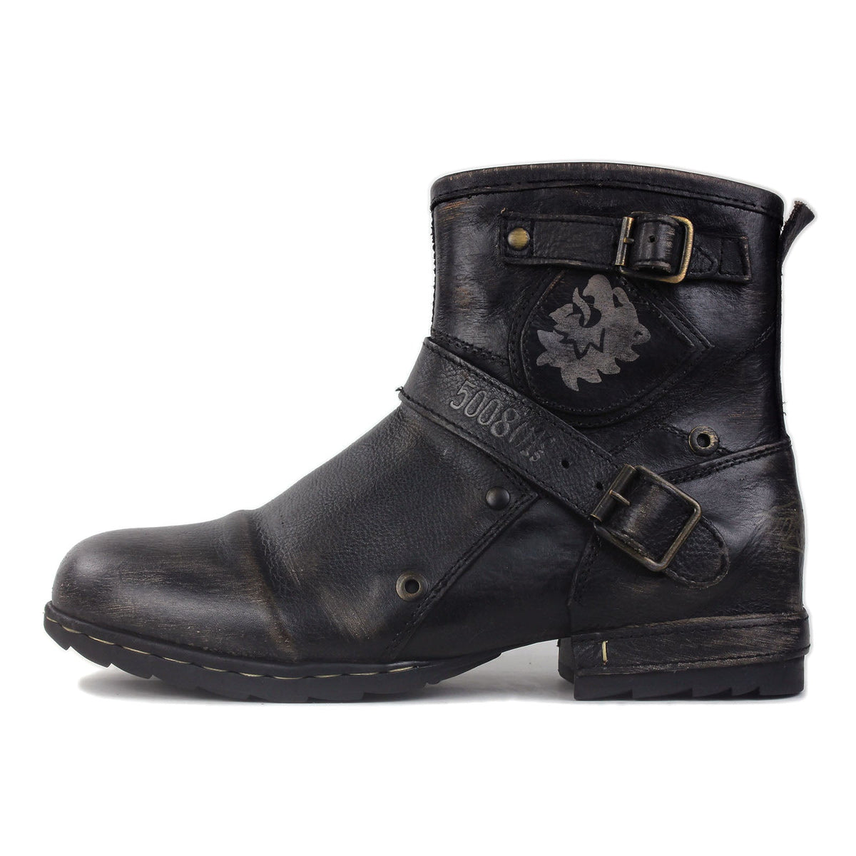 OSSTONE Vintage Leather Chukka Boots | Black, 5008-1-BS