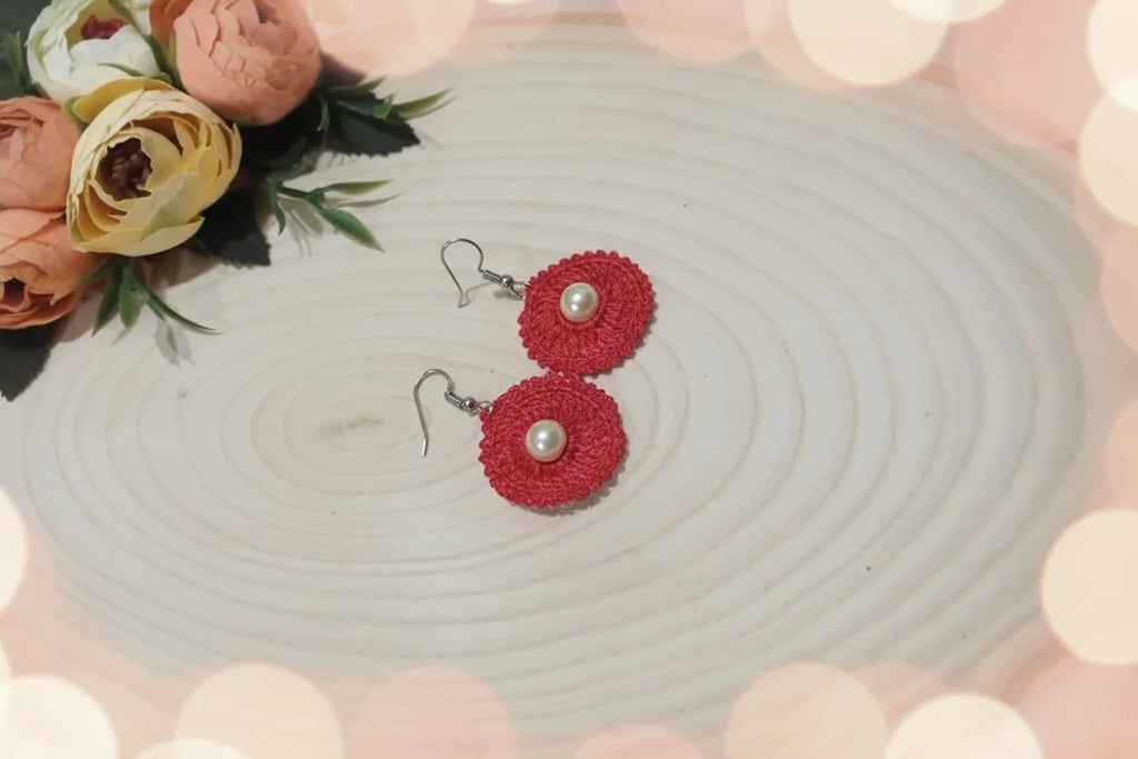 Women’s Handmade Crochet Earrings – Boho Knit Drop Design