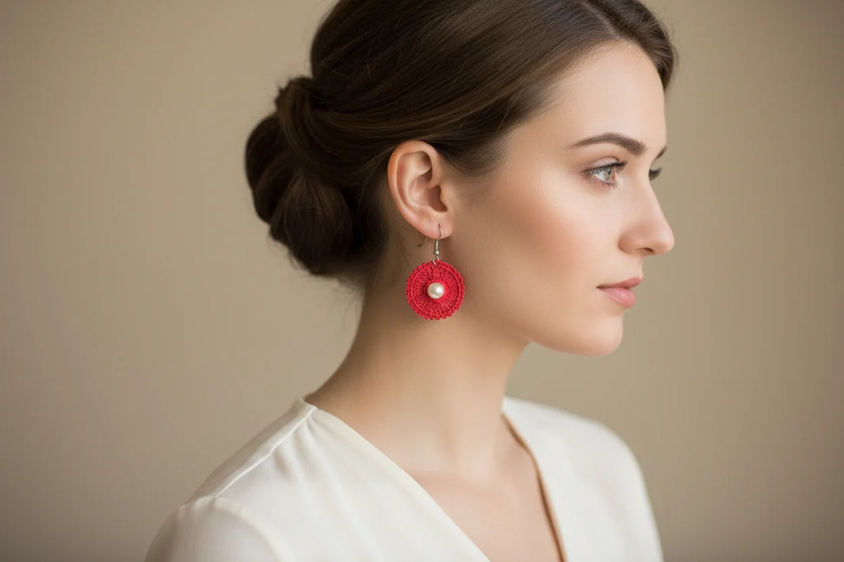 Women’s Handmade Crochet Earrings – Boho Knit Drop Design