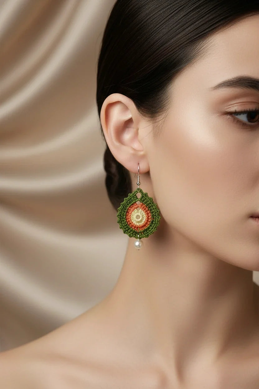 Women’s Handmade Lace Earrings – Elegant Crochet Drop Design