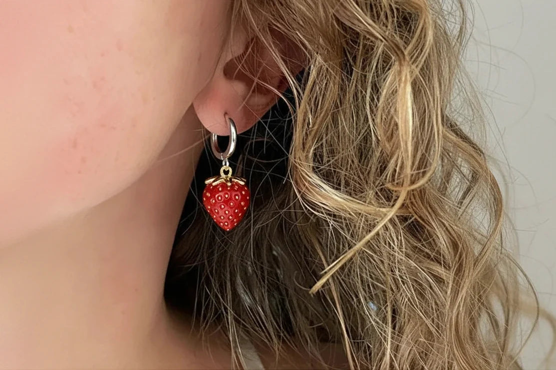 Women’s Handmade Strawberry Crochet Earrings