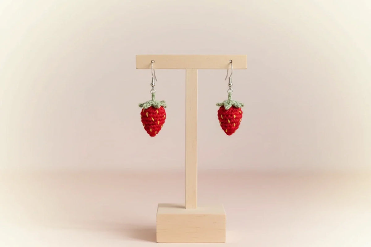Women’s Handmade Strawberry Crochet Earrings