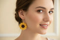 Women’s Handmade Sunflower Crochet Earrings – Boho Thread & Steel Flower