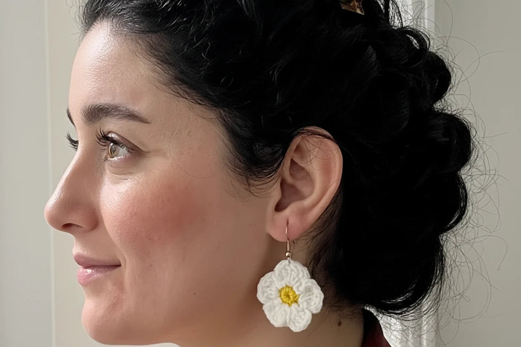 Handmade Daisy Crochet Earrings – 2-Pair Set for Women