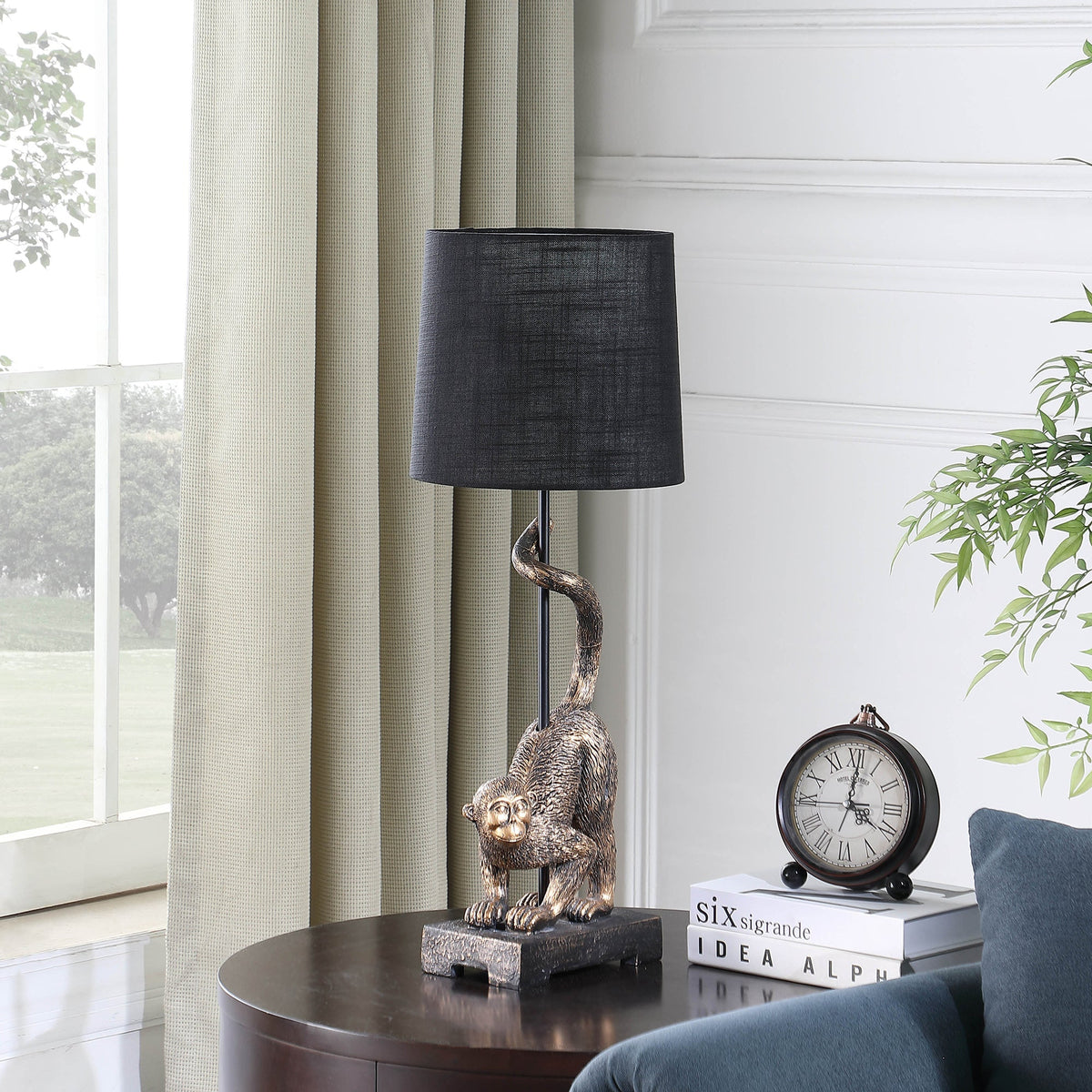 24" Wildlife Capuchin Monkey Table Lamp with Antique Bronze Finish - Golden Black