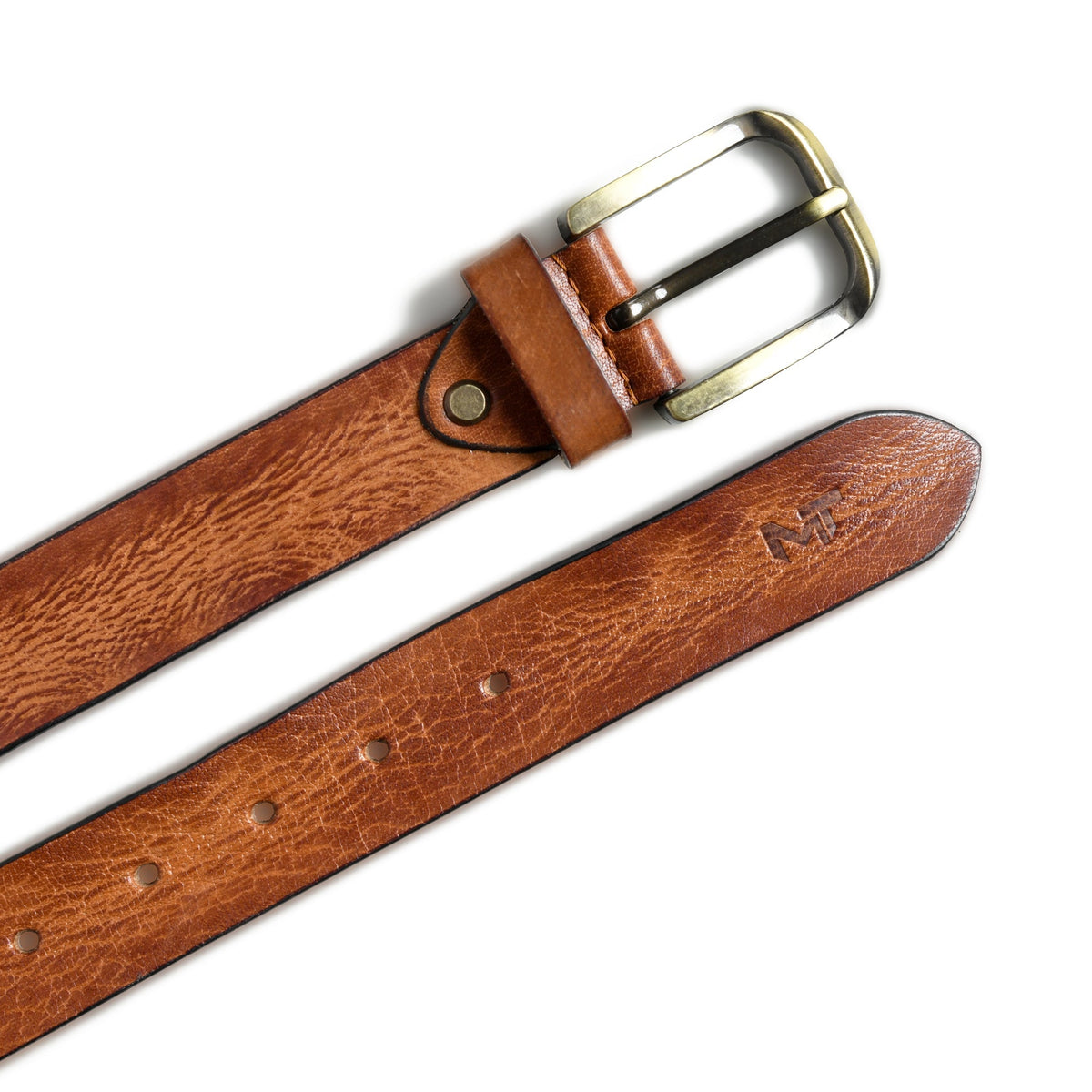 Men’s Full-Grain Buffalo Leather Belt | Brown & Orange